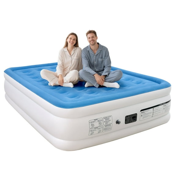 EGGORY Air Mattress,Queen Size Inflatable Air Bed with Built-in Pump,Puncture-Resistant,Portable,for Camping & Trip & Home