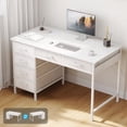 thumbnail image 1 of Casacomoda 40" Home Office Desk with 6 Drawers, Modern Computer Desk with Small Space, Corner Computer Desk, Pure White, 1 of 8