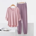 thumbnail image 1 of Up to 40% off Homenesgenics Sleepwear Modal Solid Color Homewear Set,Short-Sleeve V-Neck T-Shirt with Side Pockets & Elastic Waist Trousers - Loose-Fit Two-Piece Pajama Set Pink M, 1 of 5