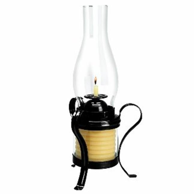 Black 15" Beeswax Coil Candle with Hurricane Lantern