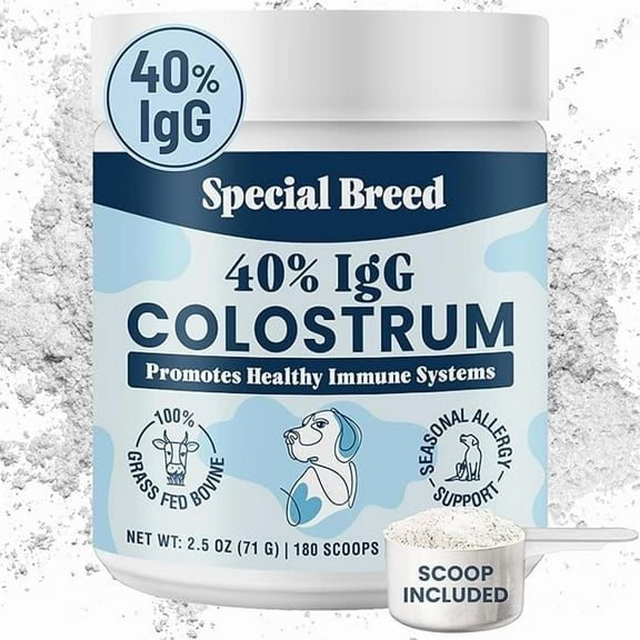 40% IgG Grass Fed Colostrum for Dogs, High IgG Third Party Tested, Immune Support, Skin & Gut Health, Seasonal Allergy & Itch Relief, Made in USA, 2.5 Oz