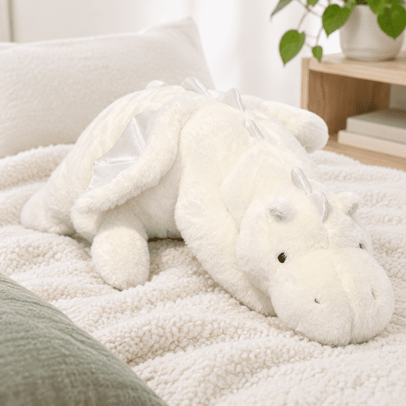 40 In 5lb Weighted Stuffedls White Dragon Plush
