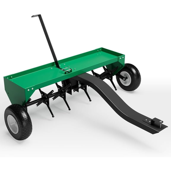 40 In Tow-Behind Plug Aerator 24 Steel Tines with 150 lb Weight Tray for Lawn Garden