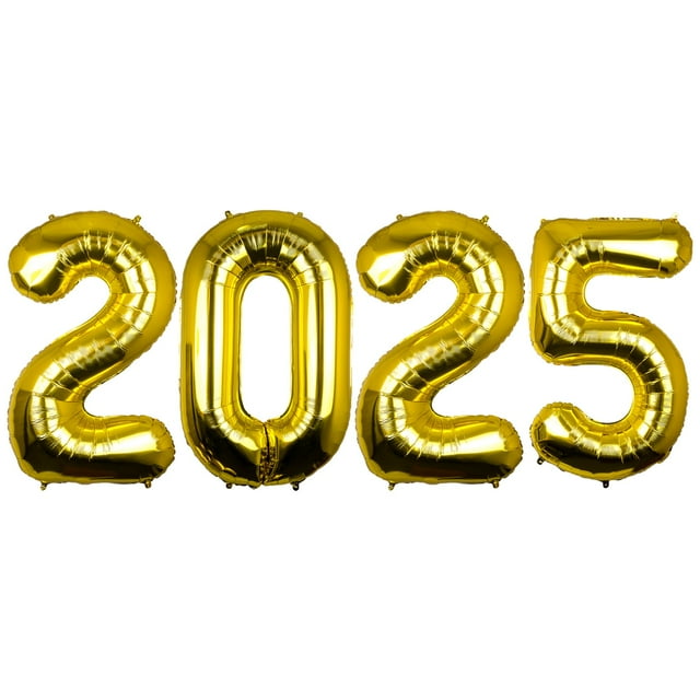 40 Inch 2025 Pack STF9 of 4 Gold Big Helium Foil Balloon Numbers Large