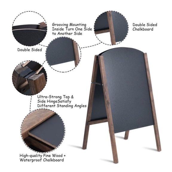 40 Inch A-Frame Chalkboard Sign - Wood Sidewalk Signage for Weddings, Restaurants, Menus, & Advertising - Double Sided, Folding, Easy Clean