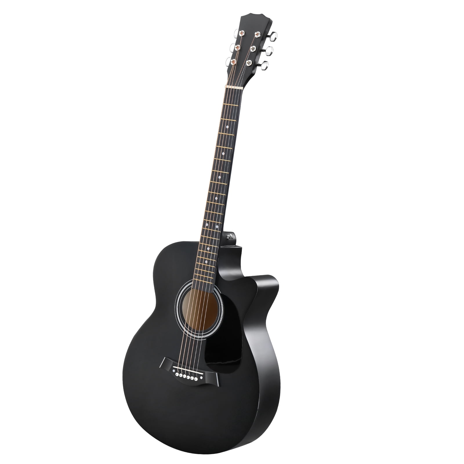40-Inch Acoustic Guitar with Grand Auditorium Body, Basswood Construction, 21 Frets, 6 Steel Strings, Matte Finish, Starter Kit with Gig Bag, Strap, Picks, Capo and Tuner