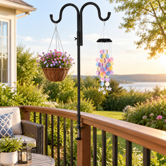 40 Inch Adjustable Double Shepherds Hook For Deck Railing Outdoor Use