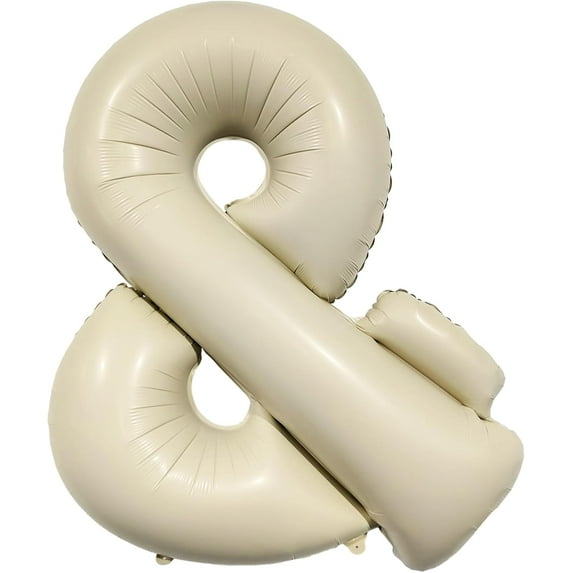 40 Inch Ampersand Balloons, Cream Symbol & Foil Balloon, Big Single Sign Jumbo Balloon, Beige Large Aluminum DIY Balloons for Name Abbreviation, Birthday, Baby Shower, Wedding Party Decoration