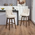 thumbnail image 1 of 40 Inch Bar Stools Set of 2, 360 Degree Counter Height Chairs with Footrest and Wood Legs, Modern Swivel Bar Stools with Ergonomic Backrest for Kitchen, Pub, 1 of 10