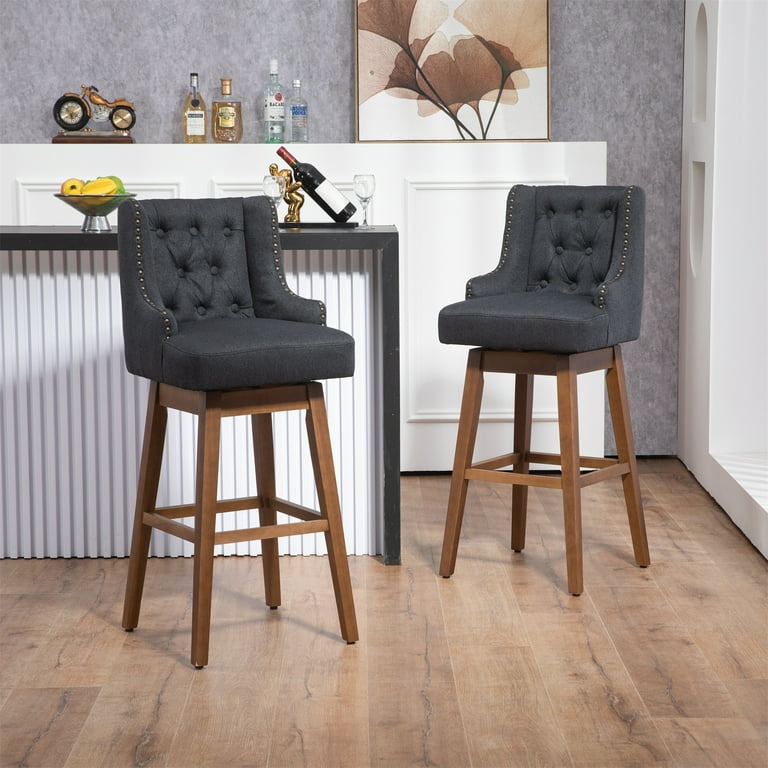 40 Inch Bar Stools Set of 2, 360 Degree Counter Height Chairs with
