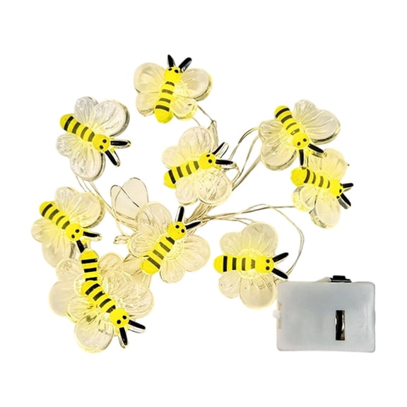 40-Inch Battery-Operated Bee Shaped String Lights With Transparent Petals For Easy Installation No Outlet Needed