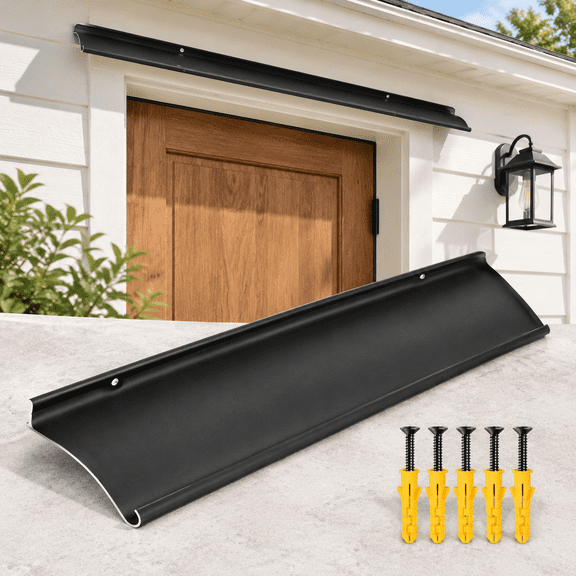40 Inch Black Extra Wide Heavy-Duty Aluminum Door Rain Drip Guard for Doors Windows