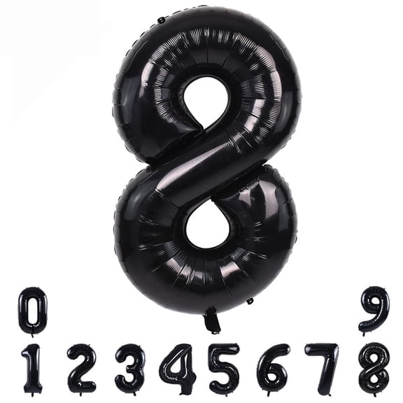 40 Inch Black Large Numbers 0-9,Number 8 Digital Helium Balloons