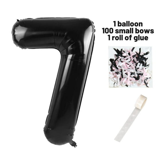 40 Inch Black Number Balloons with 100 Ribbon Bow 1 Roll Glue Point Mylar 0-9 Large Number Balloons for Wedding Anniversary Birthday Party Celebration Decorations Supplies