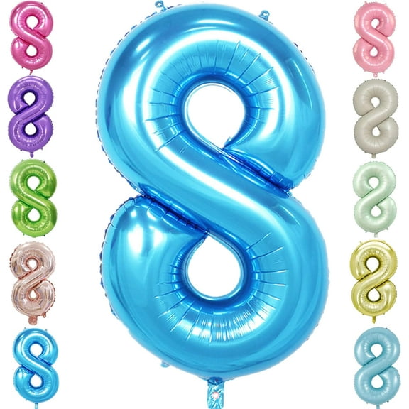 40 Inch Blue Number 8 Digit Helium Balloons,Foil Mylar Big Number Balloons for 8th 18th Birthday Wedding Bachelorette Birthday Bridal Shower Graduation Anniversary Celebration (Dark Blue 8)