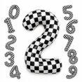 Number Three Racing Theme 40 Inch Checkered Number 2 Balloon, Two Fast Race Car Birthday Party ...