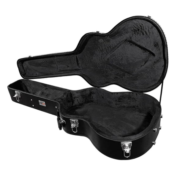 40-Inch Classical Guitar Hard Case with Exterior Lock and Key, Interior Accessory Compartment, and Plush Interior Padding - Black