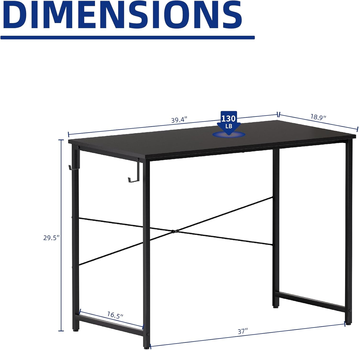 40 Inch Computer Desk for Small Spaces, Home Office Work Desk with ...