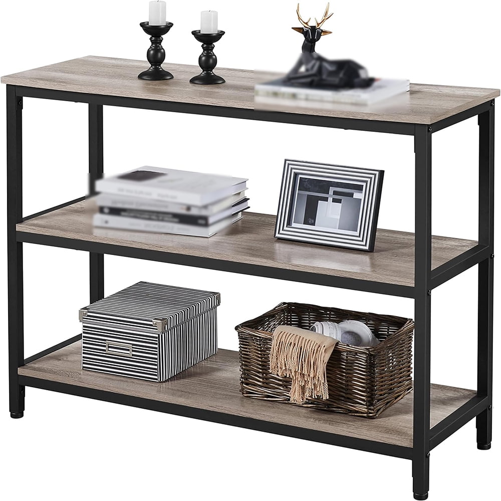 40 Inch Console Table with 3 Shelves, Entryway Sofa Table Behind Couch ...