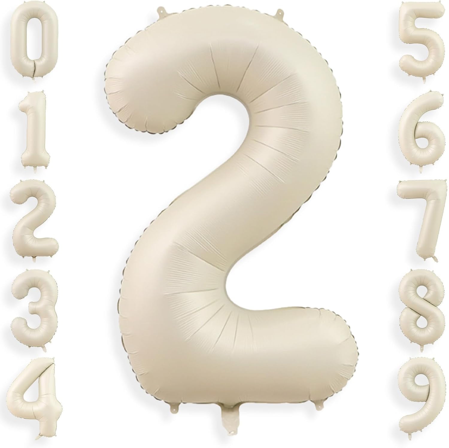 40 Inch Cream White 2 Balloon Numbers, Large Number 2 Balloon Foil ...