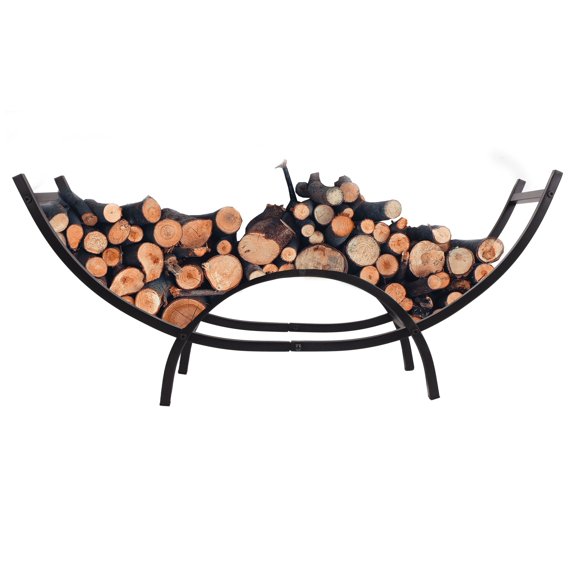 40 Inch Curved Firewood Rack, Heavy Duty Large Curved Indoor/Outdoor Firewood Racks Log Hoop for Wood Storage 13"D x 40"W x 20"H