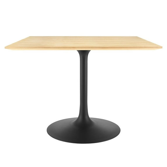 40 Inch Dining Table, Black Natural, Wood, Metal Steel, Square, Industrial Kitchen Cafe Bistro Hospitality Restaurant, Modern Contemporary HB33519