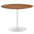 thumbnail image 1 of 40 Inch Dining Table, Walnut White, Wood, Metal, Mid Century Kitchen Cafe Bistro Hospitality Restaurant, Modern Contemporary HB34693, 1 of 7