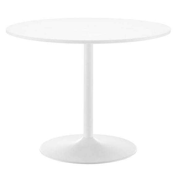 40 Inch Dining Table, White, Wood, Metal, Mid Century Kitchen Cafe Bistro Hospitality Restaurant, Modern Contemporary HB34608