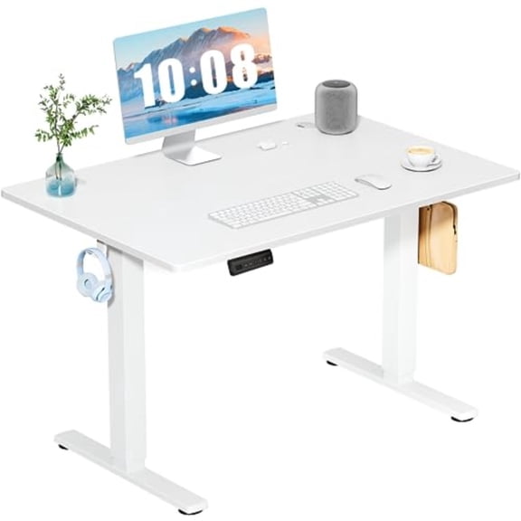 40 Inch Electric Standing Desk Height Adjustable, Sit to Stand Up Computer Workstations Work PC Table Home Office Study Writing Gaming Desks with Memory Presets for Walking Pad, Bedroom