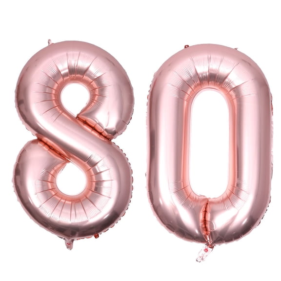 FELTECHELECTR Balloons Numbers Number Balloon Rose Gold 2Pack 40 Inch Aluminum Foil Photo Props