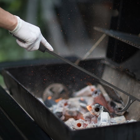 40 Inch Fireplace Poker Heavy Duty Wrought Iron Steel Fire Pit Poker, Long Handle Heat Resistant Firewood Stick for Outdoor Camping Bonfire Indoor Fireplace Wood Stove