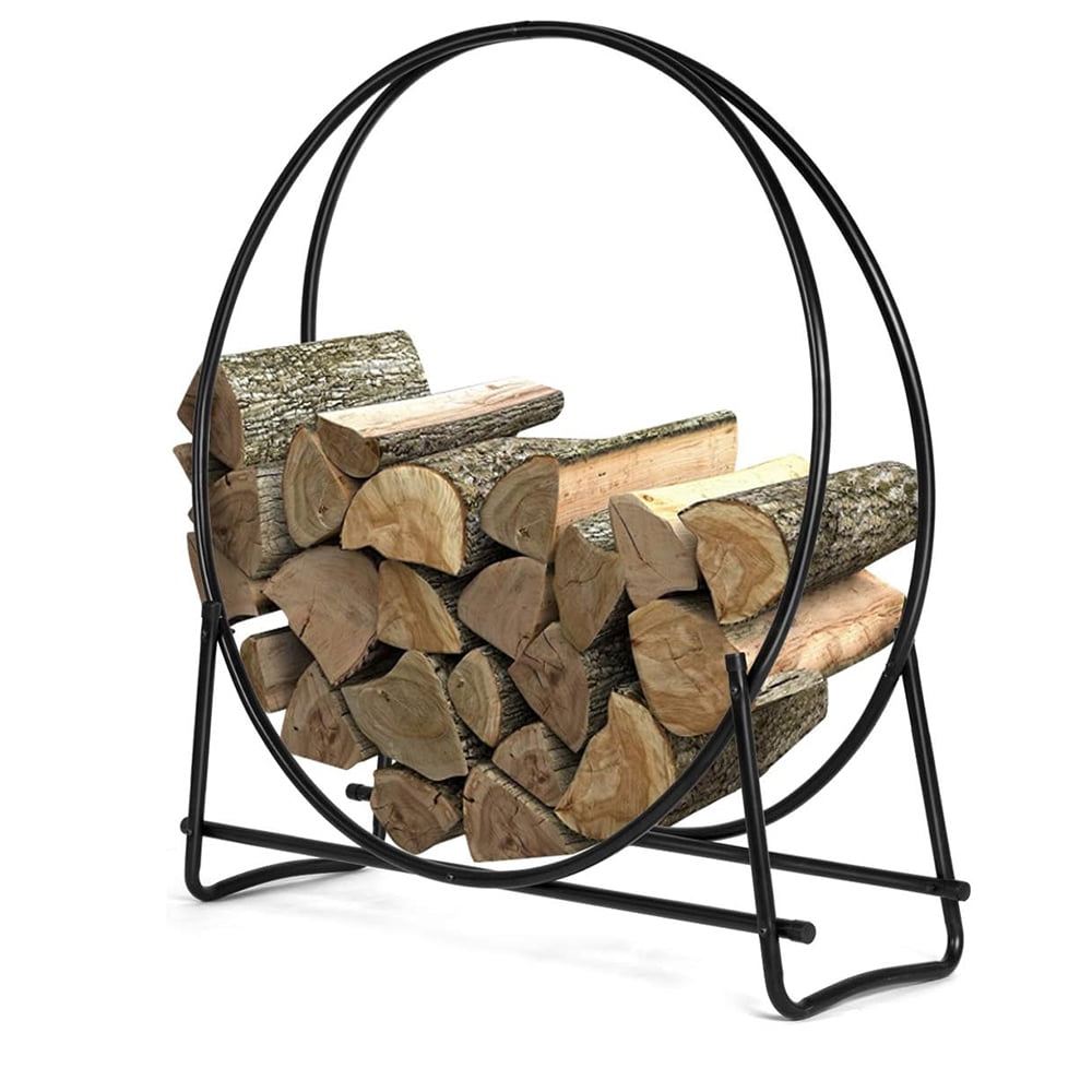 Panacea Black Powder Coated Tubular Steel 40 Inch Log Hoop Rack