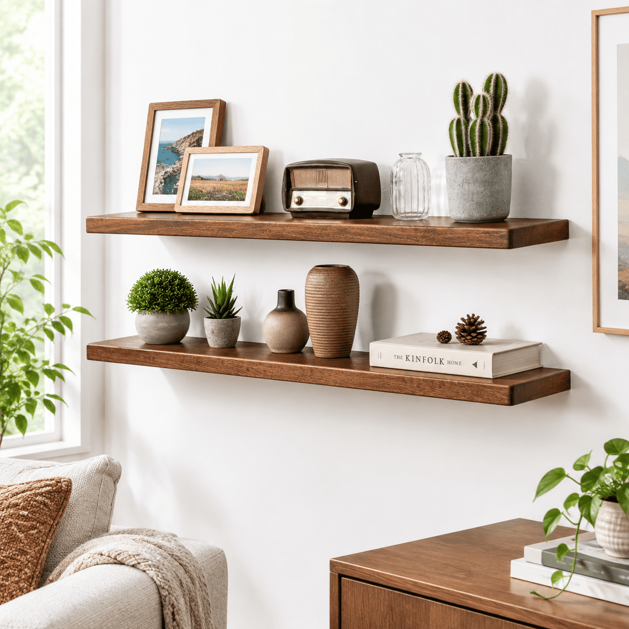 40 Inch Floating Shelves Rustic Solid Wood Wall Set Of 2 8 Deep Shfor
