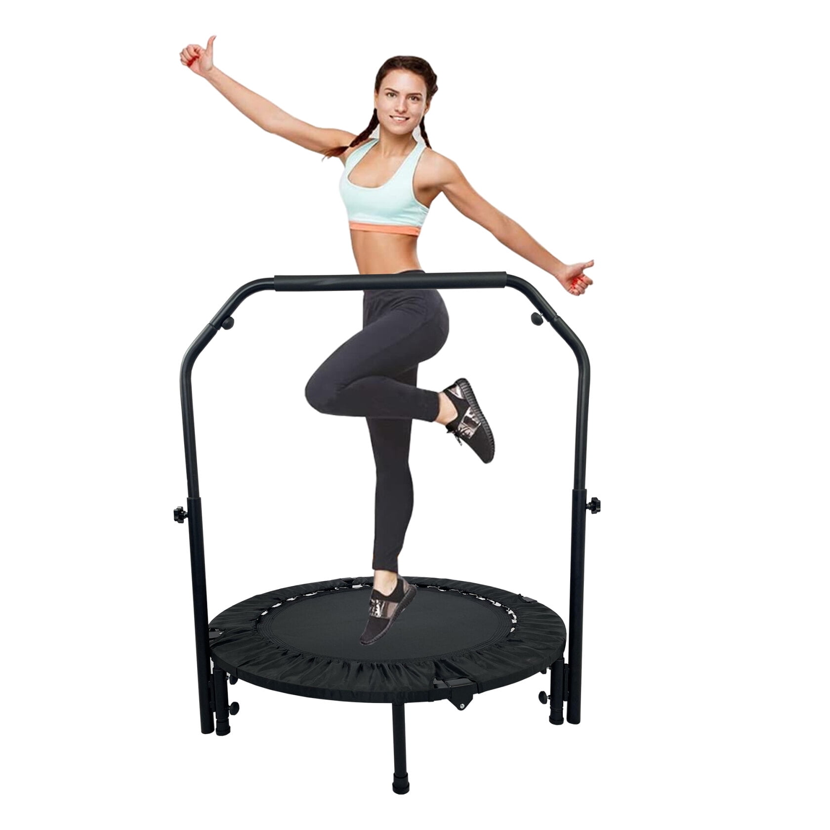 40 Inch Foldable Mini Exercise Trampoline for Adults Kids, Indoor Outdoor Fitness  Rebounder with Adjustable Height, Max Load 330 lbs 