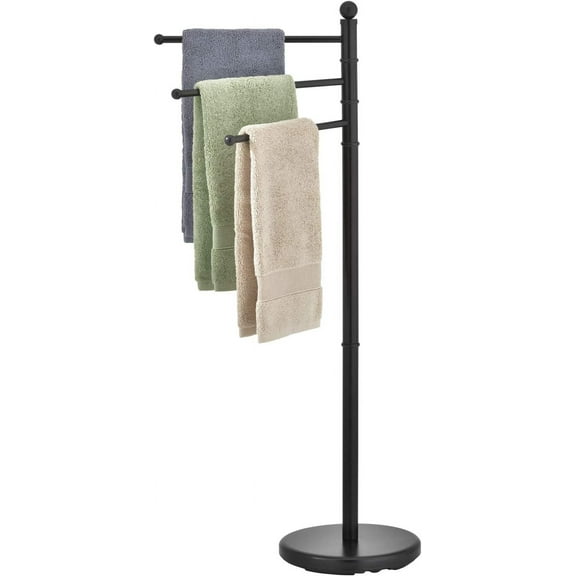 40 Inch Free Standing Towel Rack with 3 Swivel Bars, Spa Pool Hot Tub Valet Accessories Stand for Drying Towels, Matte White Metal