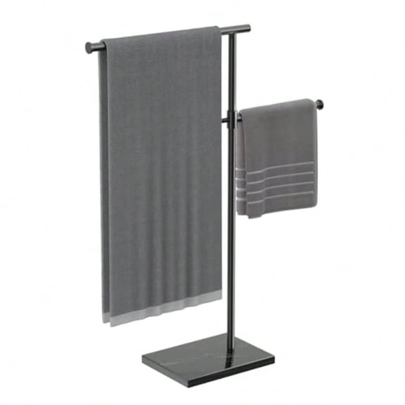 40 Inch Freestanding Towel Rack for Bathroom Poolside Adjustable Height 360 Swivel Bars Rustproof 304 Stainl Steel with Heavy Marble Base Floor Towel Stand for Outdoor or Indoor Use
