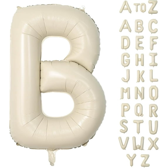 40 Inch Giant Cream Foil Balloon - Large Aluminum B Balloons for Birthday, Baby Shower, Wedding, Anniversary Party Decoration