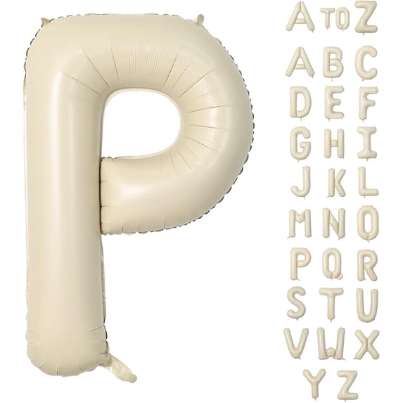40 Inch Giant Cream Foil Balloons - Big Single Alphabet A-Z, Beige Large Aluminum Balloons for Birthday, Baby Shower, Wedding, Anniversary Party Decoration