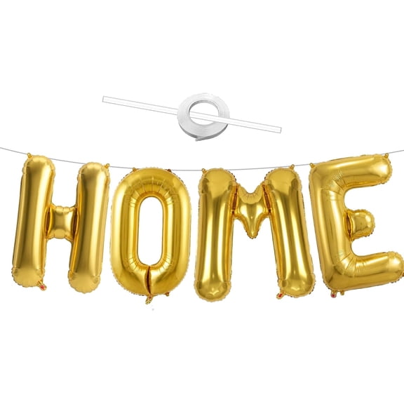 40 Inch Gold HOME Balloon Letters, HOME Letter Balloon for Housewarming Party Decorations, Large Metallic Gold New Home Welcome Balloons Banner for House Warming, Homecoming Party Decor