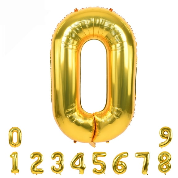 40 Inch Gold Large Numbers Balloon 0-9(Zero-Nine) Birthday Party Decorations,Foil Mylar Big Number Balloon Digital 0 for Birthday Party,Wedding, Bridal Shower Engagement Photo Shoot, Anniversary