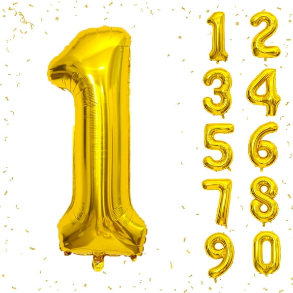 40 Inch Gold Number Balloons, Helium Mylar Foil Number Balloons for Birthday, Number 1 Balloon for 1st Birthday Decorations for Kids, Anniversary Party Decorations Supplies