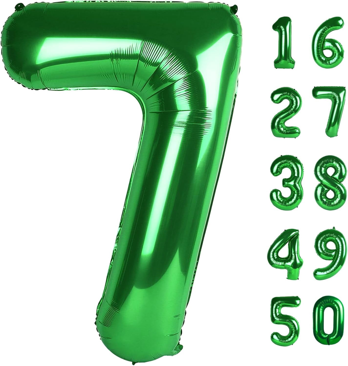 40 Inch Green Large 7 Number Balloons Dark Green, Big Foil Number Balloons, Giant Helium Happy 17th 27th Birthday Party Decorations for Man and Women, Huge Mylar Anniversary Party Supplies