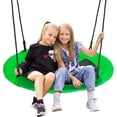 thumbnail image 1 of 40 Inch Green Saucer Tree Swing Set for Kids Adults 800lb Weight Capacity Waterproof Flying Swing Seat Textilene Fabric with Adjustable Hanging Ropes for Outdoor Playground, Backyard, Green, 40 inch, 1 of 14