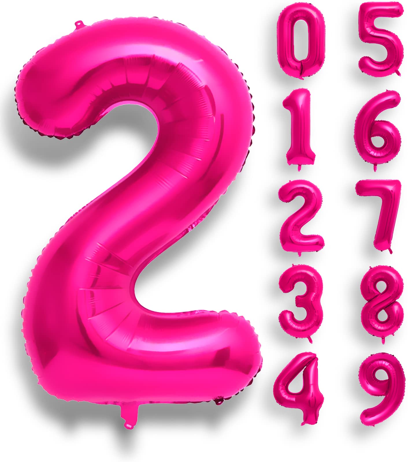 40 Inch Hot Pink Number 2 Balloon Helium Foil Mylar Bright Pink Number