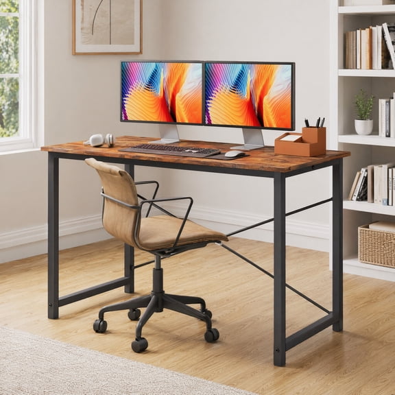 40 Inch Industrial Rustic Computer Desk, Sturdy Home Office Laptop Table for Small Space