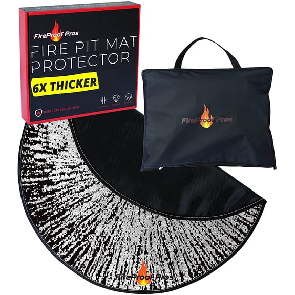 40 Inch Inferno Black Pattern Fire Pit mat. Decorative Heat and Ember Resistant Splatter Pattern Color Design. Fireproof mat for Protecting Wood Deck, Concrete, trex, Vinyl, and Grass.