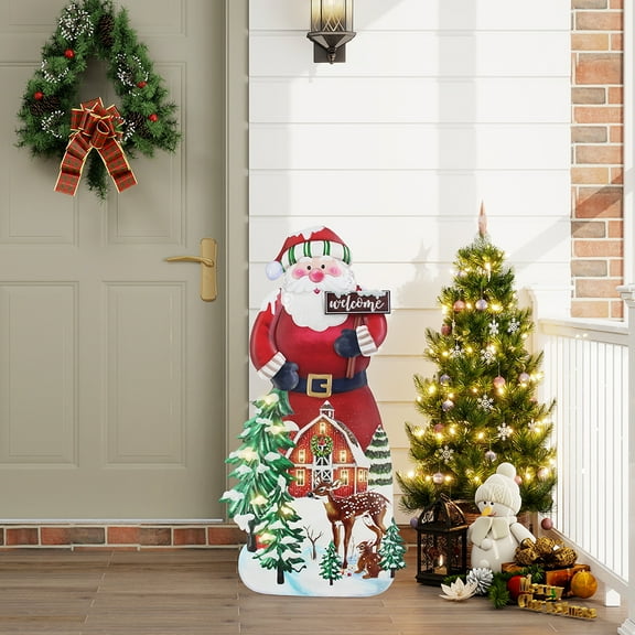40 Inch Iron Santa Claus Decor w LED Lights