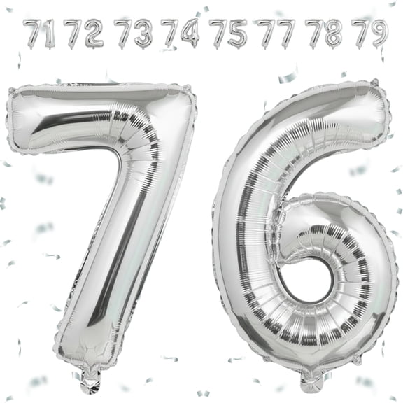 40-Inch Jumbo Silver Foil Number 76 Balloon – Helium or Air Filled Self-Seal Balloon for 76th Birthday & Anniversary Party Decorations