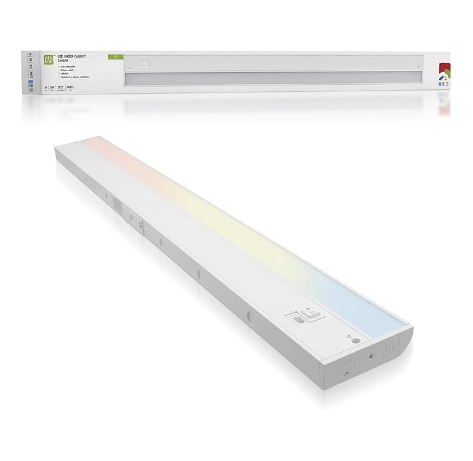 40 Inch LED Under Cabinet Lighting Plug in or Hardwired, High/Low/Off , 20W 120V 3 CCT 2700K/3000K/4000K CRI90+, Triac Dimmable Linkable Under Counter Lights for Kitchen, ETL Listed, White