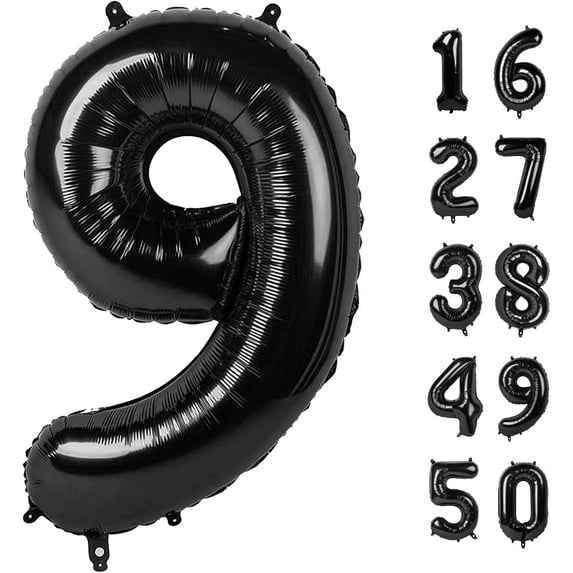 40 Inch Large Black Number 9 Balloons Foil Balloons 19th 39th 49th 59th 69th Giant Number Balloons for Men Women Birthday Party Anniversary Celebration Decorations
